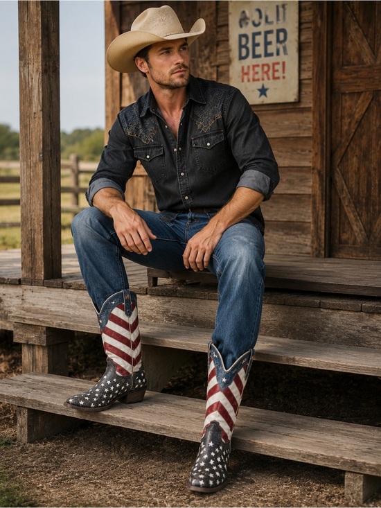 Roper Shoes - Patriotic American Flag Cowboy/Cowgirl Boots -UNISEX NWT